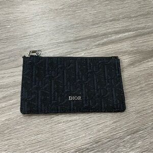 Dior Oblique Dark Monogram Card Holder with Zip Pocket